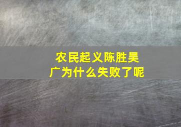 农民起义陈胜吴广为什么失败了呢