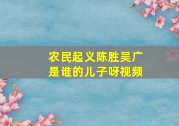 农民起义陈胜吴广是谁的儿子呀视频