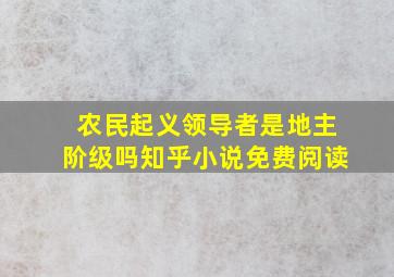 农民起义领导者是地主阶级吗知乎小说免费阅读