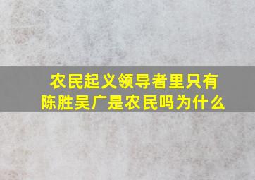 农民起义领导者里只有陈胜吴广是农民吗为什么