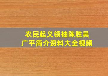 农民起义领袖陈胜吴广平简介资料大全视频