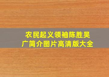 农民起义领袖陈胜吴广简介图片高清版大全