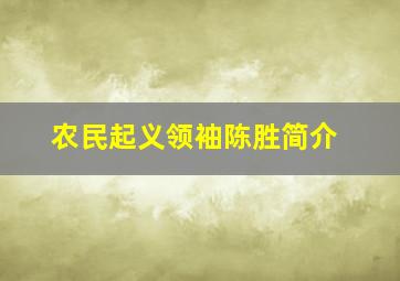 农民起义领袖陈胜简介