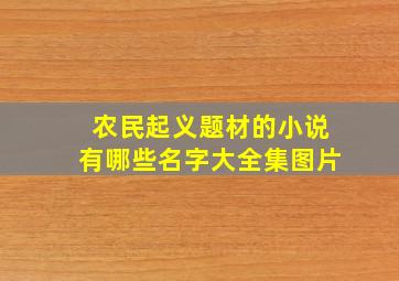 农民起义题材的小说有哪些名字大全集图片