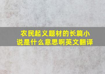 农民起义题材的长篇小说是什么意思啊英文翻译