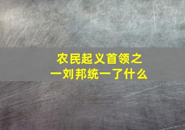 农民起义首领之一刘邦统一了什么