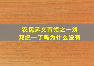 农民起义首领之一刘邦统一了吗为什么没有