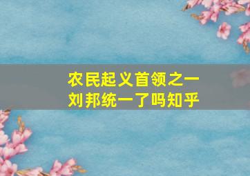 农民起义首领之一刘邦统一了吗知乎