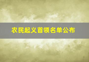 农民起义首领名单公布