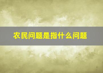 农民问题是指什么问题