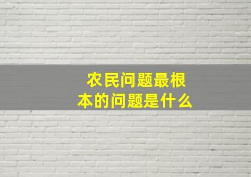 农民问题最根本的问题是什么