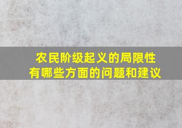 农民阶级起义的局限性有哪些方面的问题和建议