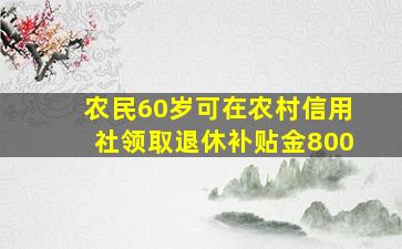 农民60岁可在农村信用社领取退休补贴金800