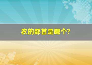 农的部首是哪个?