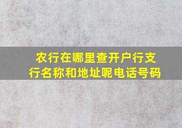 农行在哪里查开户行支行名称和地址呢电话号码