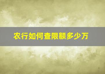 农行如何查限额多少万