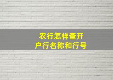 农行怎样查开户行名称和行号