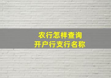 农行怎样查询开户行支行名称