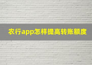 农行app怎样提高转账额度