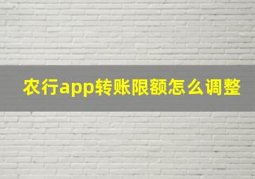 农行app转账限额怎么调整