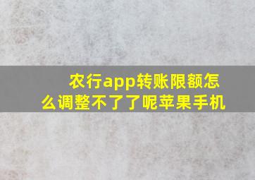 农行app转账限额怎么调整不了了呢苹果手机