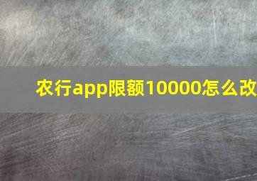 农行app限额10000怎么改