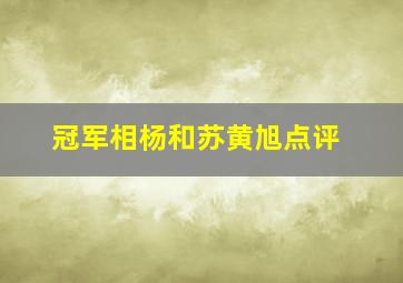 冠军相杨和苏黄旭点评