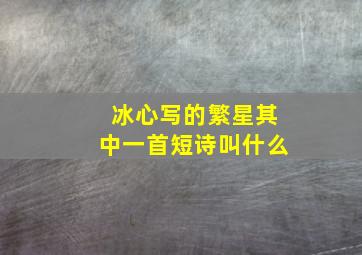 冰心写的繁星其中一首短诗叫什么