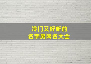 冷门又好听的名字男网名大全