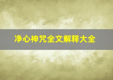 净心神咒全文解释大全