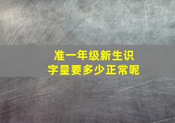 准一年级新生识字量要多少正常呢