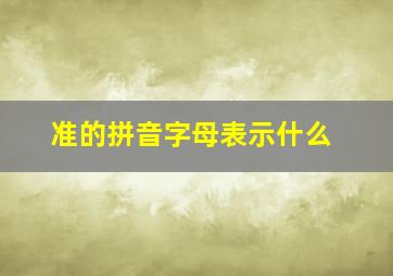 准的拼音字母表示什么