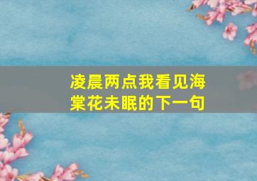 凌晨两点我看见海棠花未眠的下一句