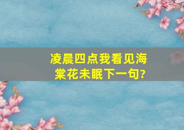 凌晨四点我看见海棠花未眠下一句?