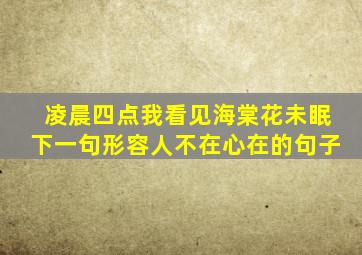 凌晨四点我看见海棠花未眠下一句形容人不在心在的句子