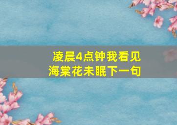 凌晨4点钟我看见海棠花未眠下一句