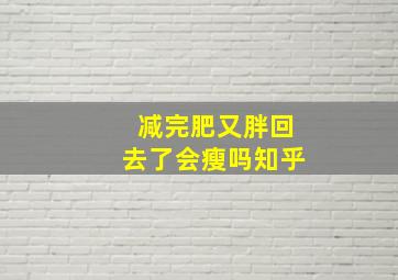 减完肥又胖回去了会瘦吗知乎