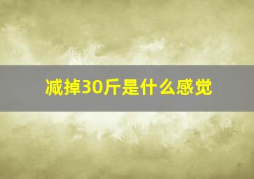 减掉30斤是什么感觉