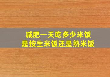 减肥一天吃多少米饭是按生米饭还是熟米饭