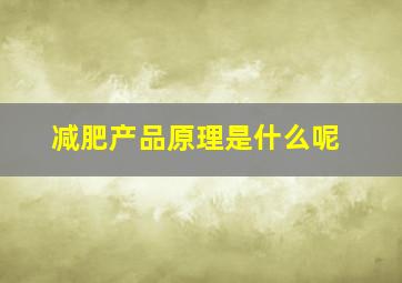 减肥产品原理是什么呢