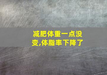 减肥体重一点没变,体脂率下降了