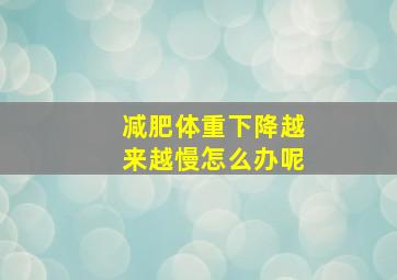 减肥体重下降越来越慢怎么办呢