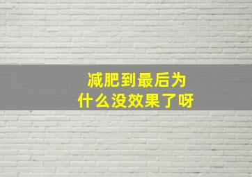 减肥到最后为什么没效果了呀