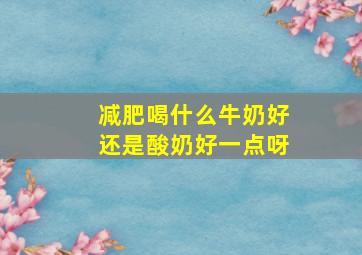 减肥喝什么牛奶好还是酸奶好一点呀