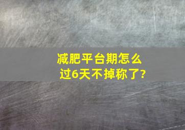 减肥平台期怎么过6天不掉称了?