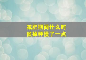 减肥期间什么时候掉秤慢了一点