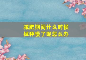 减肥期间什么时候掉秤慢了呢怎么办