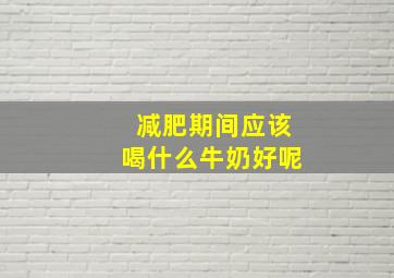 减肥期间应该喝什么牛奶好呢