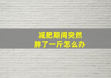 减肥期间突然胖了一斤怎么办