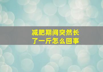 减肥期间突然长了一斤怎么回事